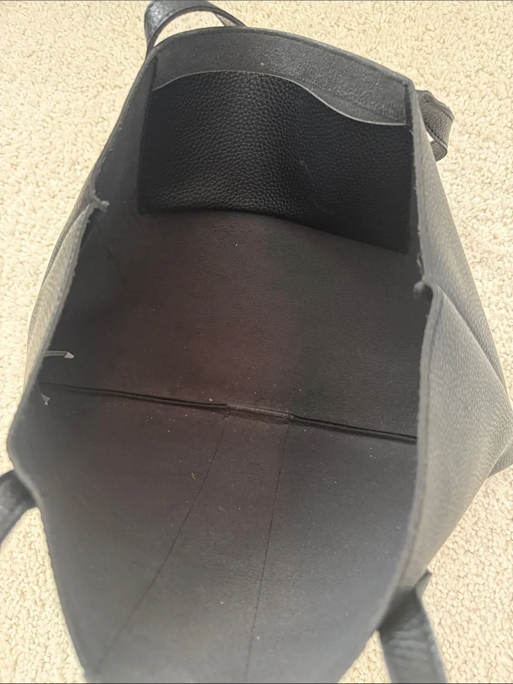 Black Tote Bag with Gray Center Stripe